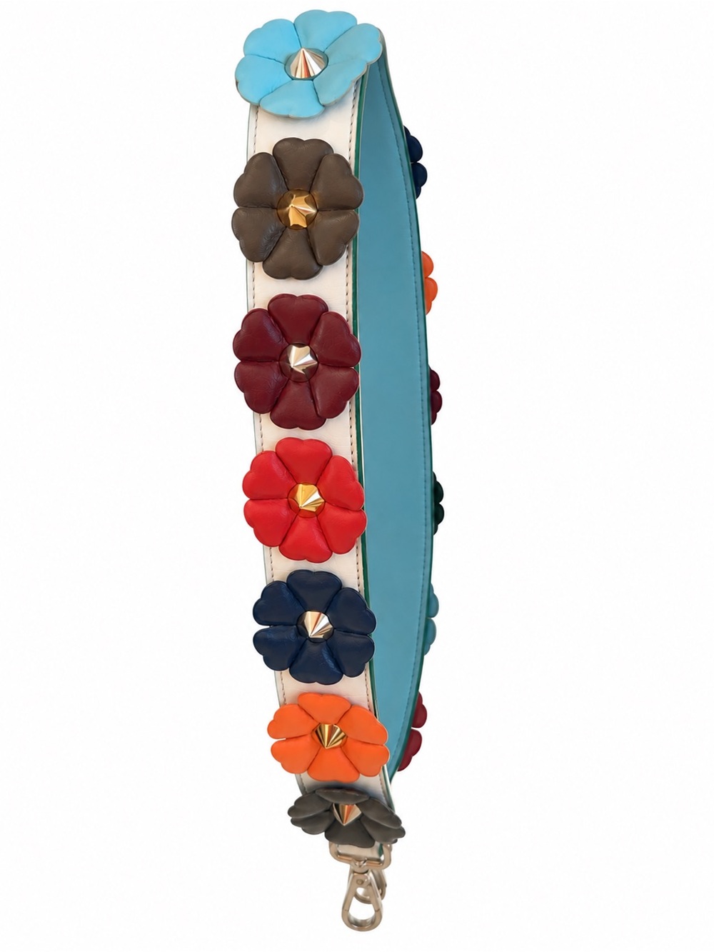 Fendi Multicolor Floral Leather Strap with Gold Studs